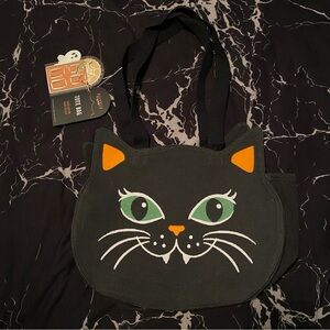 🐈‍⬛ Retro Black Cat Shaped Canvas Shopping Tote Bag
